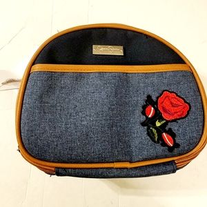 Jessica Simpson Makeup Bag Polyester Denim Rose Blue Style 22383-30-BC Msrp